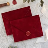 "Velvet Envelopes 5.5" x 7.5", A7 style, Custom Color – Set of 10" - Envelopes in red by Self Stationery
