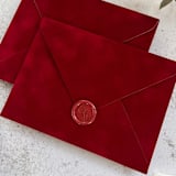 "Velvet Envelopes 5.5" x 7.5", A7 style, Custom Color – Set of 10" - Envelopes in red by Self Stationery
