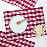"Abigail Plaid Handwoven Cotton Placemats, Set of 4" - Placemats in red by Archive New York