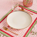 "Dahlia Gingham Blockprint Placemat" - Placemats in pink by Michelle Pham