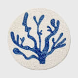 "Coral hand beaded placemat, cobalt" - Placemats in blue by Joanna Buchanan