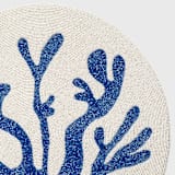 "Coral hand beaded placemat, cobalt" - Placemats in blue by Joanna Buchanan
