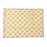 "Mona Scallop Embroidered Blockprint Placemat in Butter Yellow" - Placemats in yellow by Inner Child