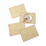 "Mona Scallop Embroidered Blockprint Placemat in Butter Yellow" - Placemats in yellow by Inner Child