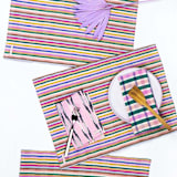 "Valentina Rainbow Striped Handwoven Cotton Placemats, Set of 4" - Placemats in multicolorassorted-colors by Archive New York