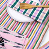 "Valentina Rainbow Striped Handwoven Cotton Placemats, Set of 4" - Placemats in multicolorassorted-colors by Archive New York