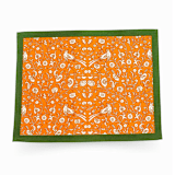 "Birds of a Feather Orange Blockprint Placemat" - Placemats in orange by Inner Child