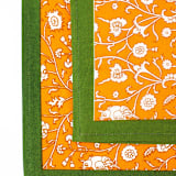 "Birds of a Feather Orange Blockprint Placemat" - Placemats in orange by Inner Child