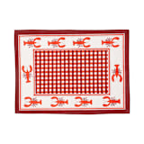 "Lobster Red Gingham Blockprint Placemat" - Placemats in red by Inner Child