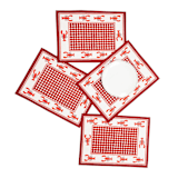 "Lobster Red Gingham Blockprint Placemat" - Placemats in red by Inner Child