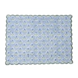 "Mona Scallop Embroidered Blockprint Placemat in Blue" - Placemats in blue by Inner Child