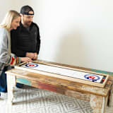 "Yard Games Curling and Shuffleboard 2 in 1 Table Top Game with 8 Rolling Discs" - Wedding Games in beige by Kevin Muellerleile
