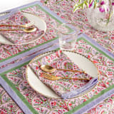 "Pink Arch Blockprint Napkins, Set of 4" - Napkins in pink by Inner Child