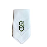"Embroidered Dinner Napkins with Single Initial Classic Monogram - Set of 4" - Napkins in white by Virginia Marcello