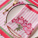 "Pink Hydrangea Blockprint Napkins, Set of 4" - Napkins in pink by Inner Child