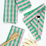 "Flora Striped Handwoven Cotton Napkins, Set of 4" - Napkins in pink by Archive New York