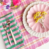 "Flora Striped Handwoven Cotton Napkins, Set of 4" - Napkins in pink by Archive New York