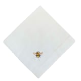 "Linen Dinner Napkins Embroidered with Bespoke Bumble Bee Design -Set of 4" - Napkins in white by Virginia Marcello