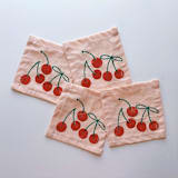 "Cherry Cocktail Napkin Set" - Napkins in pink by Julie Peach