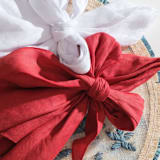 "Bow linen napkin, berry, set of two" - Napkins in red by Joanna Buchanan