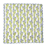 "Forget-Me-Not Scallop Embroidered Blockprint Napkins, Set of 4" - Napkins in blue by Inner Child