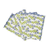 "Forget-Me-Not Scallop Embroidered Blockprint Napkins, Set of 4" - Napkins in blue by Inner Child