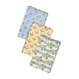 "Forget-Me-Not Scallop Embroidered Blockprint Napkins, Set of 4" - Napkins in blue by Inner Child