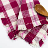 "Abigail Plaid Handwoven Cotton Party Napkins, Set of 4" - Napkins in red by Archive New York