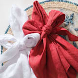 "Bow linen napkin, white, set of two" - Napkins in white by Joanna Buchanan