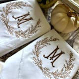 "Custom Monogram Embroidered Napkins" - Napkins in white by Virginia Marcello