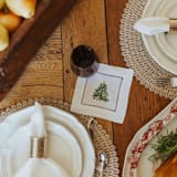 "Holiday Tree Embroidered Cocktail Napkins - Set of 4" - Napkins in white by Virginia Marcello