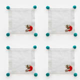 "Shrimp cocktail napkin set" - Napkins in white by Joanna Buchanan