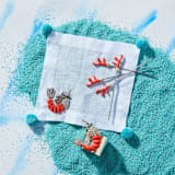 "Shrimp cocktail napkin set" - Napkins in white by Joanna Buchanan