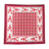 "Lobster Red Gingham Blockprint Napkins, Set of 4" - Napkins in red by Michelle Pham