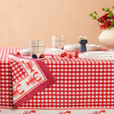 "Lobster Red Gingham Blockprint Napkins, Set of 4" - Napkins in red by Michelle Pham