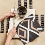 "Chowk Black Cotton Table Napkin ( set of 4 )" - Napkins in black by Anjali Purohit
