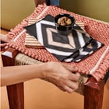 "Chowk Black Cotton Table Napkin ( set of 4 )" - Napkins in black by Anjali Purohit