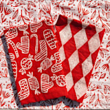 "Block Printed Diamond Dinner Napkins" - Napkins in red by Julie Peach