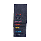 "Lunch Box Embroidered Denim Napkins (Set of 7)" - Napkins in blue by ATELIER SAUCIER