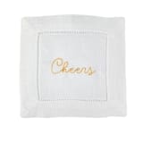 "Cheers Embroidered Cocktail Napkins - Set of 4" - Napkins in white by Virginia Marcello