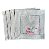 "Custom Embroidered Vintage Santa Cocktail Napkins Set of 4" - Napkins in beige by Virginia Marcello
