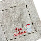 "Custom Embroidered Vintage Santa Cocktail Napkins Set of 4" - Napkins in beige by Virginia Marcello