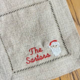 "Custom Embroidered Vintage Santa Cocktail Napkins Set of 4" - Napkins in beige by Virginia Marcello