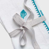 "Shell embroidered dinner napkins, white, set of two" - Napkins in blue by Joanna Buchanan