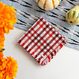 "Noel Plaid Handwoven Cotton Party Napkins, Set of 4" - Napkins in red by Archive New York