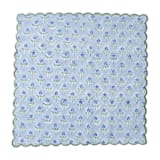 "Mona Scallop Embroidered Blockprint Napkins in Blue, Set of 4" - Napkins in blue by Inner Child