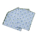"Mona Scallop Embroidered Blockprint Napkins in Blue, Set of 4" - Napkins in blue by Inner Child