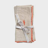 "Lobster embroidered dinner napkins, coral, set of two" - Napkins in orange by Joanna Buchanan
