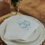 "Embroidered Dinner Napkins with Two Letter Intertwined Monogram -Set of 4" - Napkins in white by Virginia Marcello