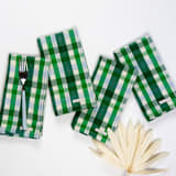 "Josefina Plaid Handwoven Cotton Napkins, Set of 4" - Napkins in green by Archive New York